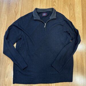 UNTUCKit Merino Wool Quarter Zip Sweater Men XL Navy Blue Belguerdo Style